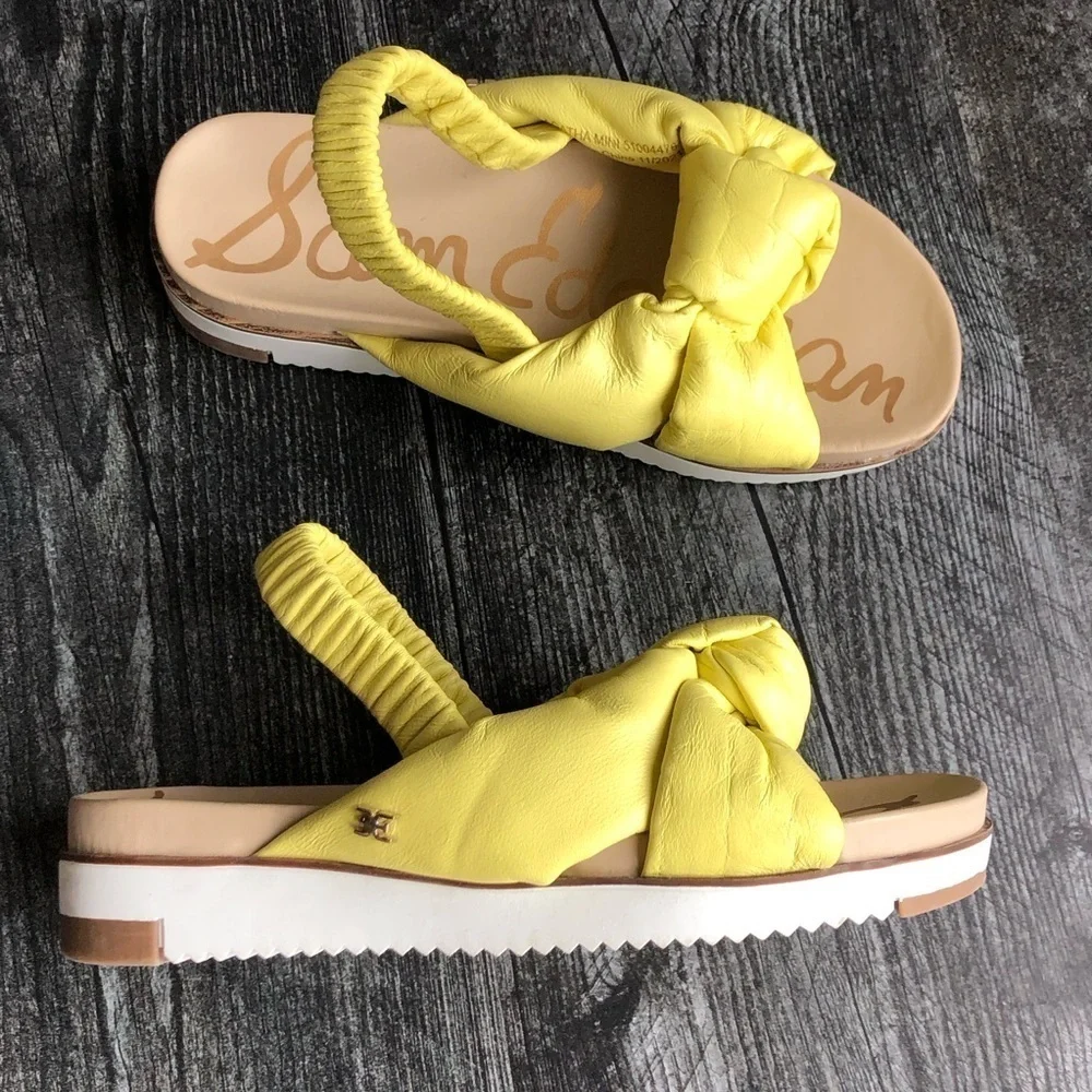Sam Edelman Agatha Mini Yellow Knot Kids Sandals Size 13